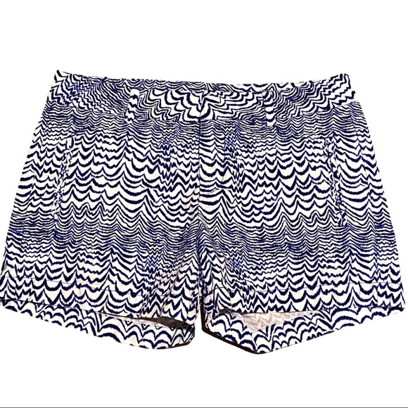 Stylus Wavy Stripe Blue White Print Shorts Women's 4 - Picture 1 of 7